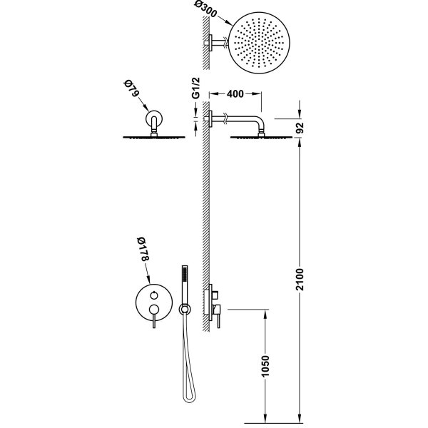 Tres STUDY zestaw prysznicowy podtynkowy Rapid-box czerń metalizowana 26238004KM
