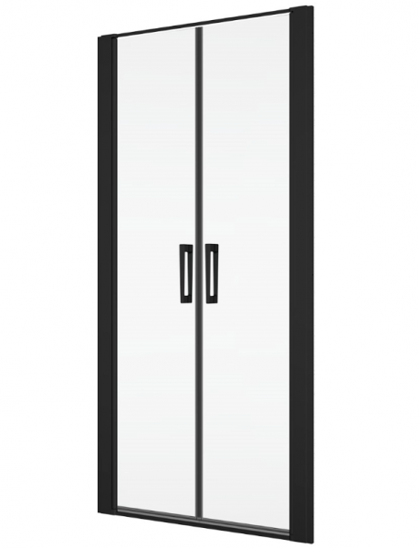 Ronal drzwi wahadłowe dwuczęściowe na wymiar 60-90x0-200 cm, szkło przezroczyste, profile BLACK LINE czarny mat D22T2SM10607