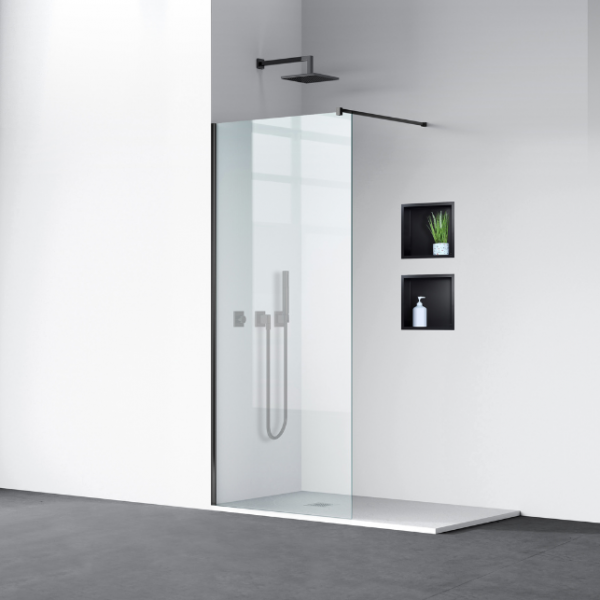 Balneo Ścianka prysznicowa Beira 110 x 200 cm transparentna 8 mm czarna K0101010110-7