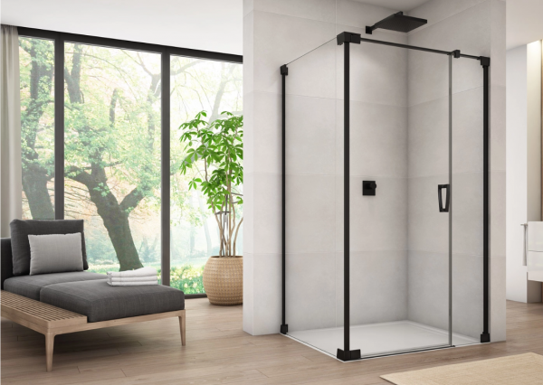 Ronal Sanswiss ścianka boczna 80x200 cm, szkło przezroczyste, profile BLACK LINE czarny mat CAT20800607