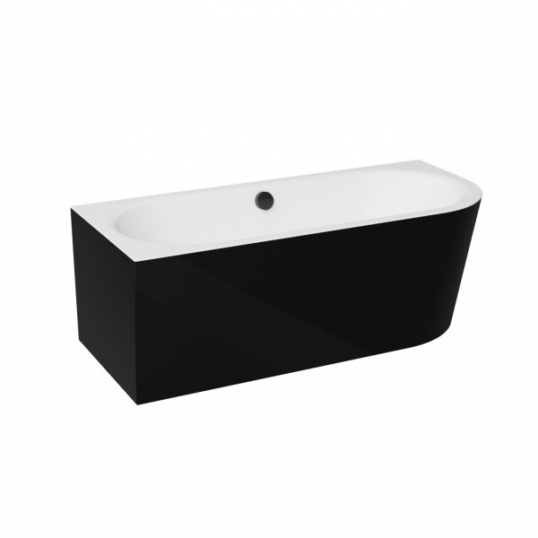 Besco Avita A-line B&amp;W wanna wolnostojąca czarno/biała 170 L + syfon czarny z napełnieniem przez przelew WAA17ABLCN