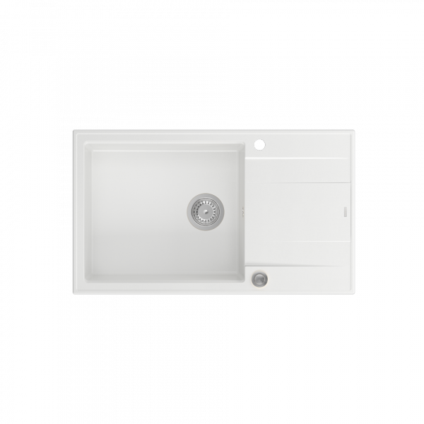 Quadron EVAN 136 XL GraniteQ zlewozmywak z syfonem Push To Open 1-komorowy z/o (860x500x210; kom. 420x490) pearl beige / elementy stalowe HCQE58650U2BSP2O