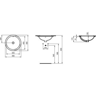 Ideal Standard Connect umywalka 40,5 cm podblatowa okrągła biała E505401