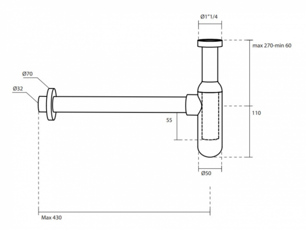 Kerasan Lux Syfon umywalkowy 1 1/4&quot; chrom 923590