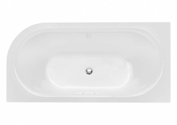 Besco Avita A-line wanna wolnostojąca 160 P + syfon klik-klak czarny z przelewem slim WAA160APCS