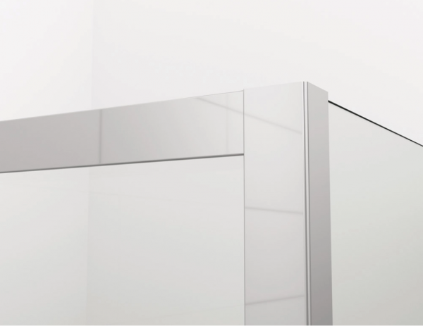 Ronal Sanswiss drzwi wahadłowe jednoczęściowe ze ścianką stałą w linii 140,1-200x0-200 cm, szkło przezroczyste, profile Srebrny połysk CA31CDSM25007