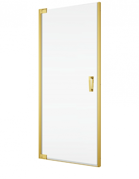 Ronal Sanswiss drzwi wahadłowe jednoczęściowe z profilem przyściennym, wejście narożne jednoczęściowe z profilem przyściennym 75x200 cm, szkło przezroczyste, profile GOLD LINE złoty CA1CD0751207