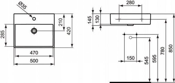 Ideal Standard Strada umywalka 50 cm nablatowa K081601