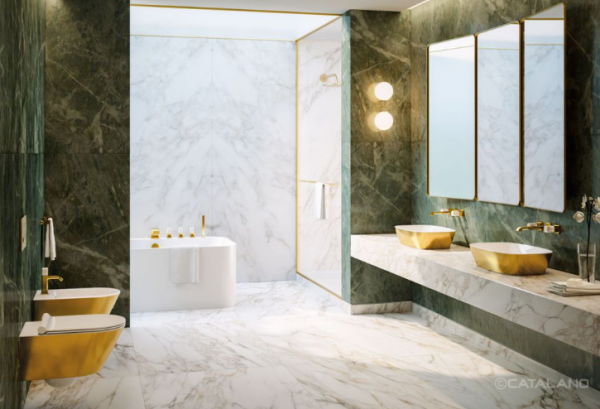 Catalano GREEN LUX 60x40 nablatowa biały/złoto umywalka 160APGRLXBO/0622600042