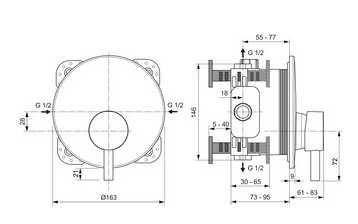 Ideal Standard Ceraline Bateria natryskowa Czarny mat A7388XG