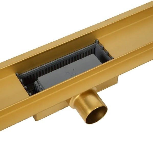 Balneo Duplex Next Mirror Gold Odpływ liniowy 100 cm dwustronny ze stali nierdzewnej szczotkowanej z niskim syfonem i głębokim osadnikiem A0101080102-5