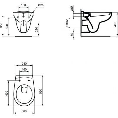 Ideal Standard Ecco miska WC wisząca lejowa biała V390601