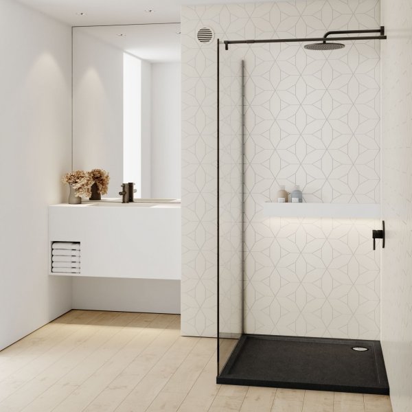 Schedline Brodzik akrylowy Sharper Black Stone 90x90x4,5 cm, kwadratowy, Gwarancja 7 lat 3S.S1K-9090/C/ST