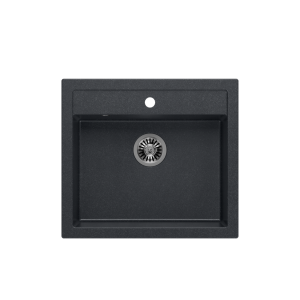 QUADRON BILL 110 GRANITEQ zlewozmywak wpuszczany 1-komorowy 595x540x205 mm, black diamond / odpływ stalowy HCQB6054U8BS