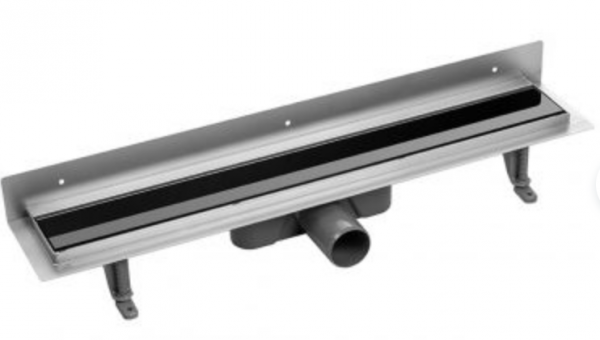 Laveo Basso odpływ przyścienny 80 cm ruszt odwracalny szkło czarne COB781S