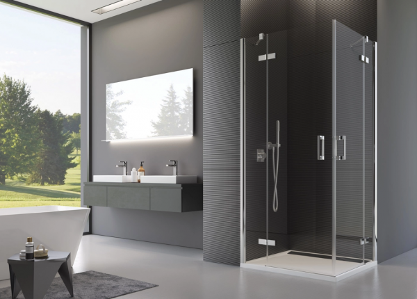 Ronal Sanswiss wejście narożne dwuczęściowe 90x200 cm, szkło satyna, profile chrom PUE2PD0901049