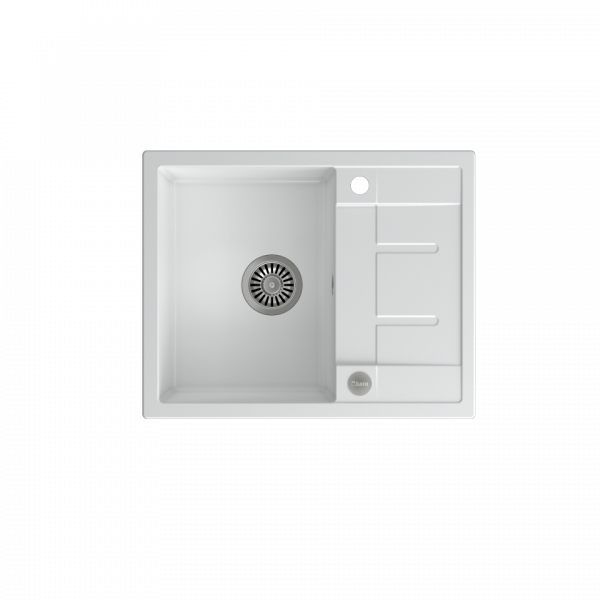 QUADRON MORGAN 116 GraniteQ zlew 1 komora snow white/elementy stalowe 620x500x220  HB8210U1BSP2O