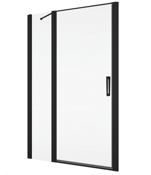 Ronal drzwi wahadłowe jednoczęściowe z elementem stałym w linii 110x200 cm, szkło przezroczyste, profile BLACK LINE czarny mat D22T13070400607