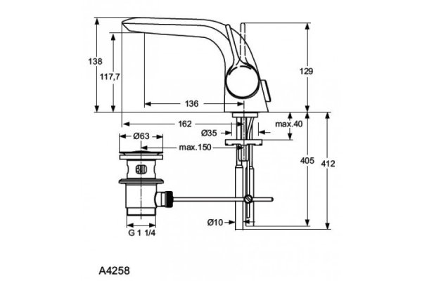 Ideal Standard Melange Bateria umywalkowa stojąca chrom A4258AA 