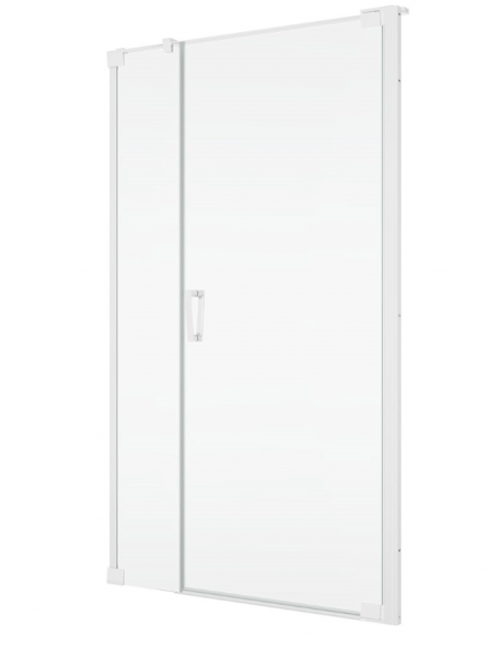 Ronal Sanswiss drzwi wahadłowe jednoczęściowe lewe ze ścianką stałą w linii 100x200 cm, szkło przezroczyste, profile WHITE LINE biały mat CA31CG1000907