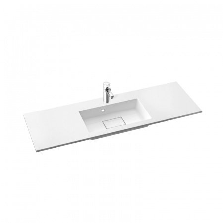 Marmorin Lira 1200 umywalka wpuszczana w blat 120x39 cm z przelewem z otworem centralnym na baterie, biała PU054061202
