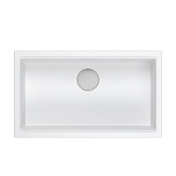 Quadron LOGAN 110 GraniteQ zlewozmywak snow white 76x44x23,5 cm 1-komorowy wpuszczany z syfonem manualnym stal szlachetna HQD7644U1BSI