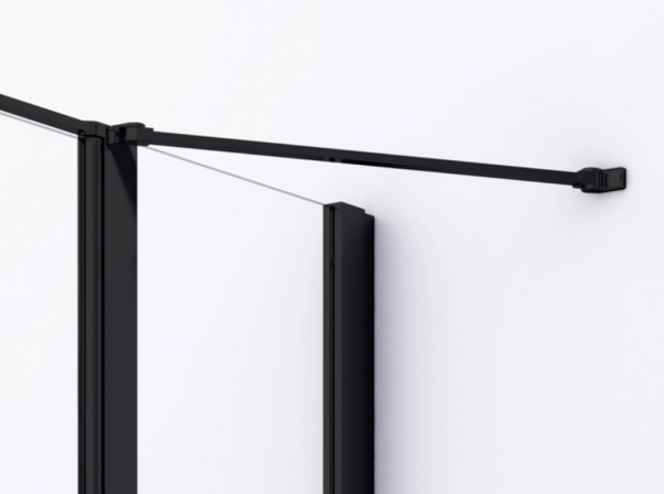 Ronal drzwi wahadłowe jednoczęściowe ze ścianką stałą w linii 130x200 cm, szkło przezroczyste, profile BLACK LINE czarny mat D22T31080500607