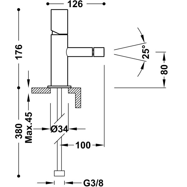 Tres Study bateria bidetowa chrom 26112001