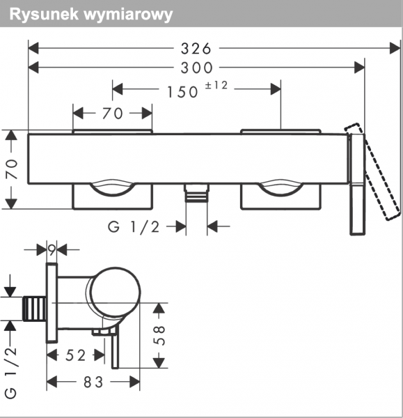 Hansgrohe Tecturis E Jednouchwytowa bateria prysznicowa natynkowa czarny mat 73620670