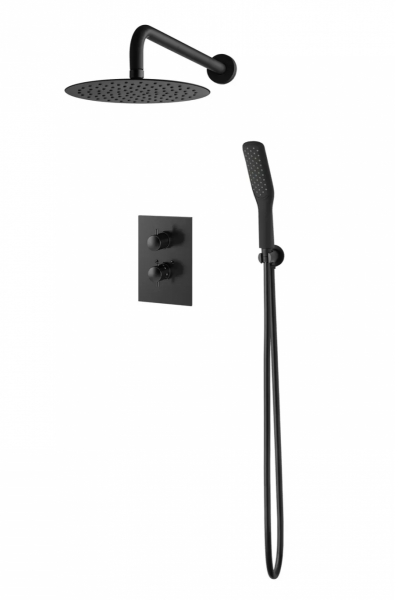 VEDO DESSO NERO Kompletny system natryskowy podtynkowy III TERMO deszczownica o śr. 30 cm VBD4223/30/CZ/TERMO czarny mat