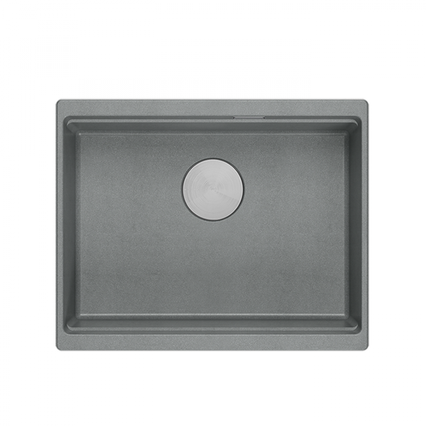 Quadron LOGAN 100 GraniteQ zlewozmywak silver stone 56x45x21,5 cm 1-komorowy podwieszany z syfonem manualnym stal szlachetna HQJ6045U5BSU