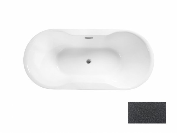 Besco Navia Glam wanna wolnostojąca 160 Grafitowa + maskownica syfonu z przelewem gun metal WA160NGG