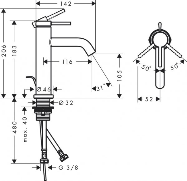 Hansgrohe Tecturis S Jednouchwytowe baterie umywalkowe Brąz Szczotkowany 73310140