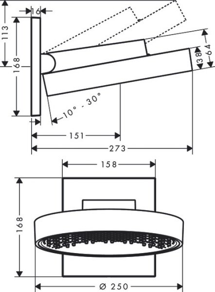 Hansgrohe Rainfinity Deszczownica ścienna 25 cm biały mat 26226700