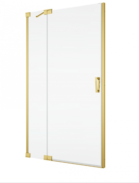 Ronal Sanswiss drzwi wahadłowe jednoczęściowe z elementem stałym w linii 140x200 cm, szkło przezroczyste, profile GOLD LINE profil złoty CA13D1401207