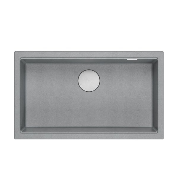 Quadron LOGAN 110 GraniteQ zlewozmywak silver stone 76x44x23,5 cm 1-komorowy podwieszany z syfonem manualnym stal szlachetna HQD7644U5BSU