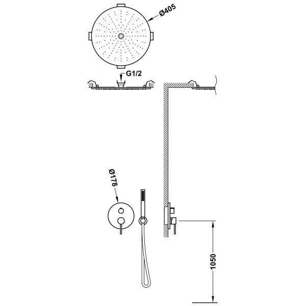 Tres STUDY Zestaw baterii jednouchwytowej podtynkowej 3-drożnej Rapid-box prysznicowej 26237301BM