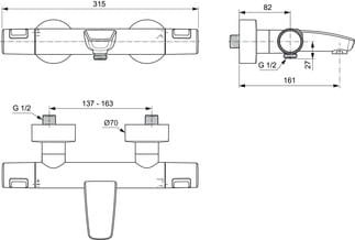 Ideal Standard Ceratherm T25 Czarny Mat bateria wannowa  A7544XG