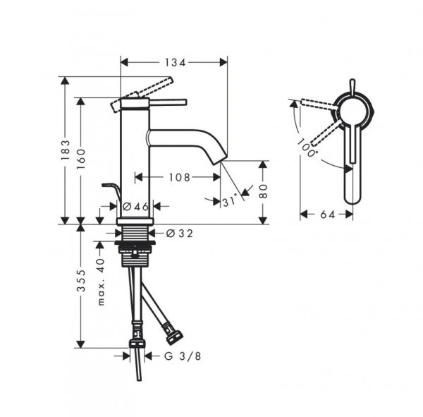 Hansgrohe Tecturis S Jednouchwytowe baterie umywalkowe Brąz Szczotkowany 73302140