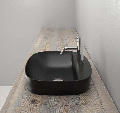 Catalano GREEN LUX 60x40 umywalka czarna matowa z półką z otworem na baterię 160GRLXNNS/0625601022