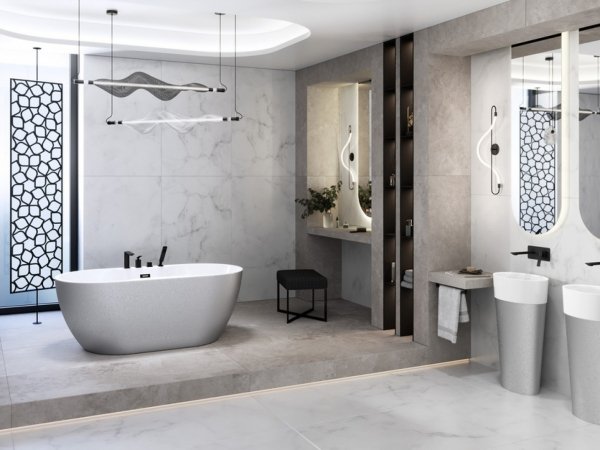 Besco Navia Glam wanna wolnostojąca 160 Grafitowa + maskownica syfonu z przelewem gun metal WA160NGG