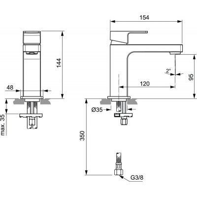 Ideal Standard Edge bateria umywalkowa stojąca chrom A7103AA