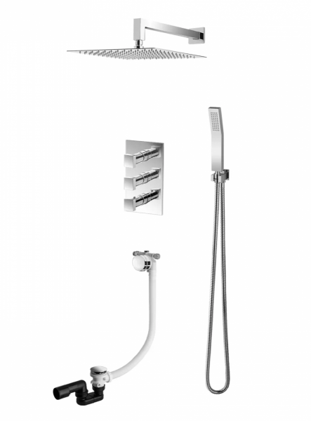 VEDO SETTE CROMO Kompletny system wannowo-natryskowy podtynkowy III TERMO deszczownica 300 x 300 mm VBS7233/30/CH/TERMO chrom