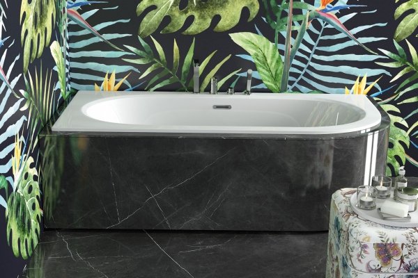 Besco Avita Slim+ wanna asymetryczna 170 prawa + syfon z przelewem gun metal WAV170PPG