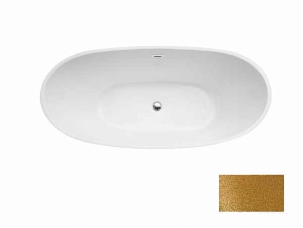 Besco Ayla Glam 170 wanna wolnostojąca Złota + maskownica syfonu z przelewem czarna WA170AYZC