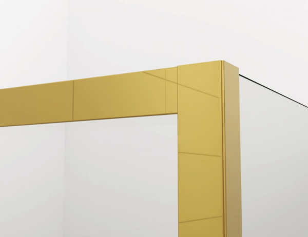 Ronal Sanswiss drzwi wahadłowe jednoczęściowe lewe ze ścianką stałą w linii 80-140x0-200 cm, szkło przezroczyste, profile GOLD LINE złoty CA31CGSM11207