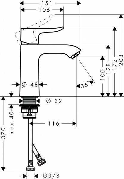 31204000 Hansgrohe Metris Jednouchwytowa bateria umywalkowa 110 LowFlow bez kompletu odpływowego