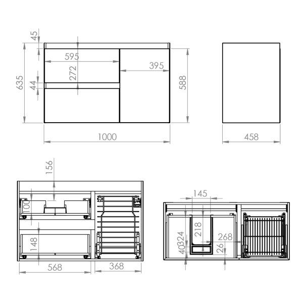 Elita SZAFKA SPLIT 100 (60 2S L + KOSZ CARGO P) ANTHRACITE MATT PDW 168150