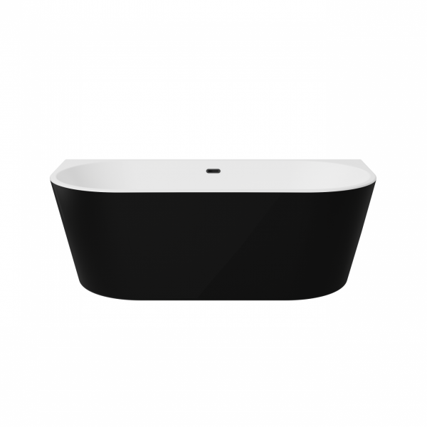 Besco Vica New B&amp;W wanna wolnostojąca czarno/biała 160 + klik-klak gun metal z przelewem slim WAS16VNBGR