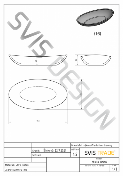 S.V.I.S.Design MISKA 19 CM ORION BASIC - CEGLASTY, BEZ DEKORU, BEZ LAKIERU